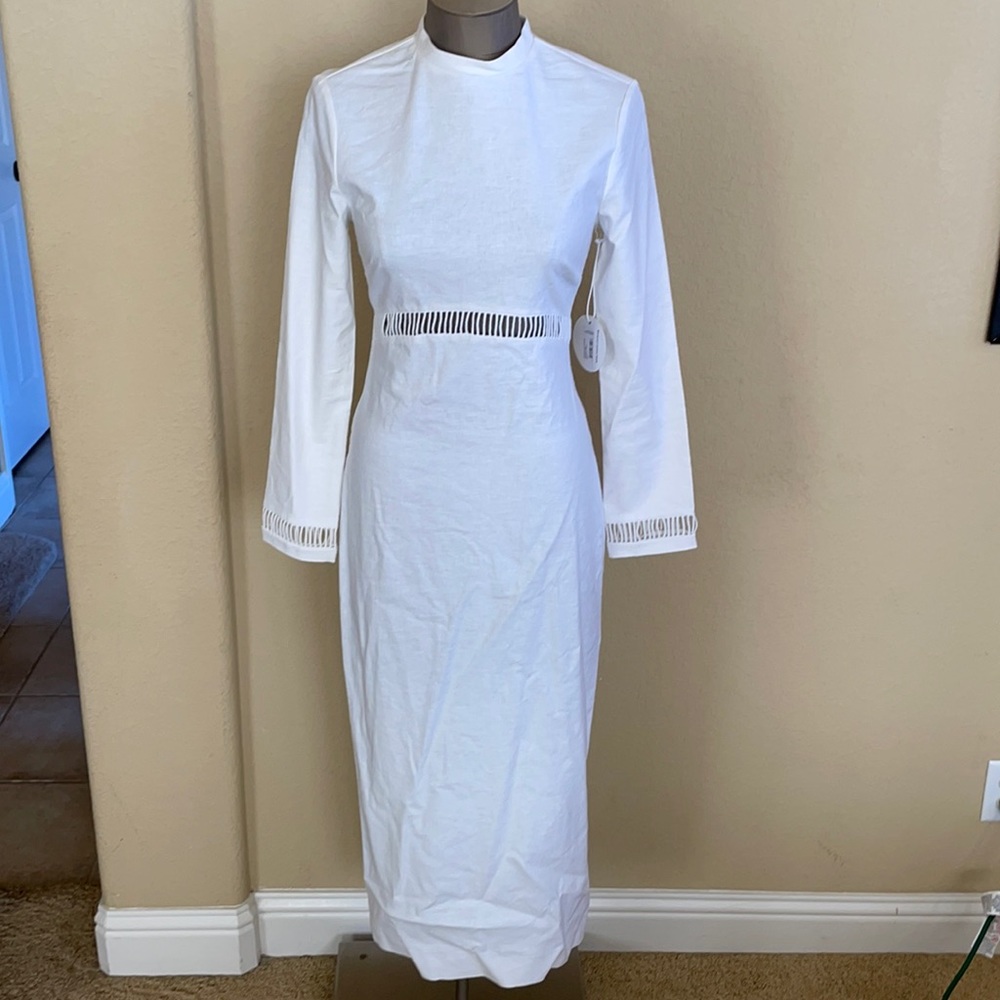 STAUD Alexandria Linen Midi Dress
